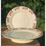 Old earthenware mounted plate, hbcm huguette service