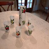 Set with orangeade 1 carafe and 5 glasses in opaline Orwal France