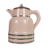 Théière rose art deco en ceramique de Longwy