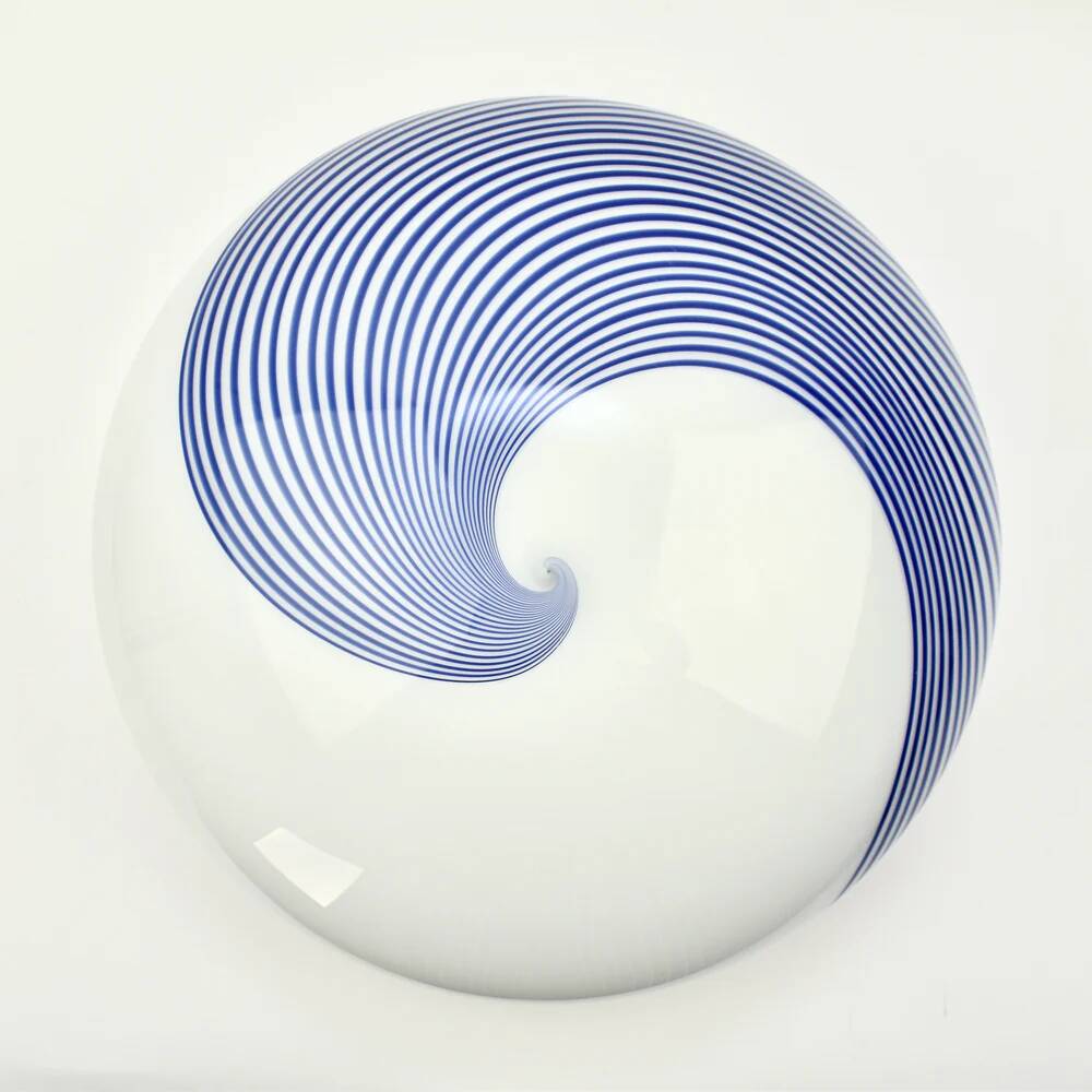 Vintage Murano glass cobalt blue swirl flush mount