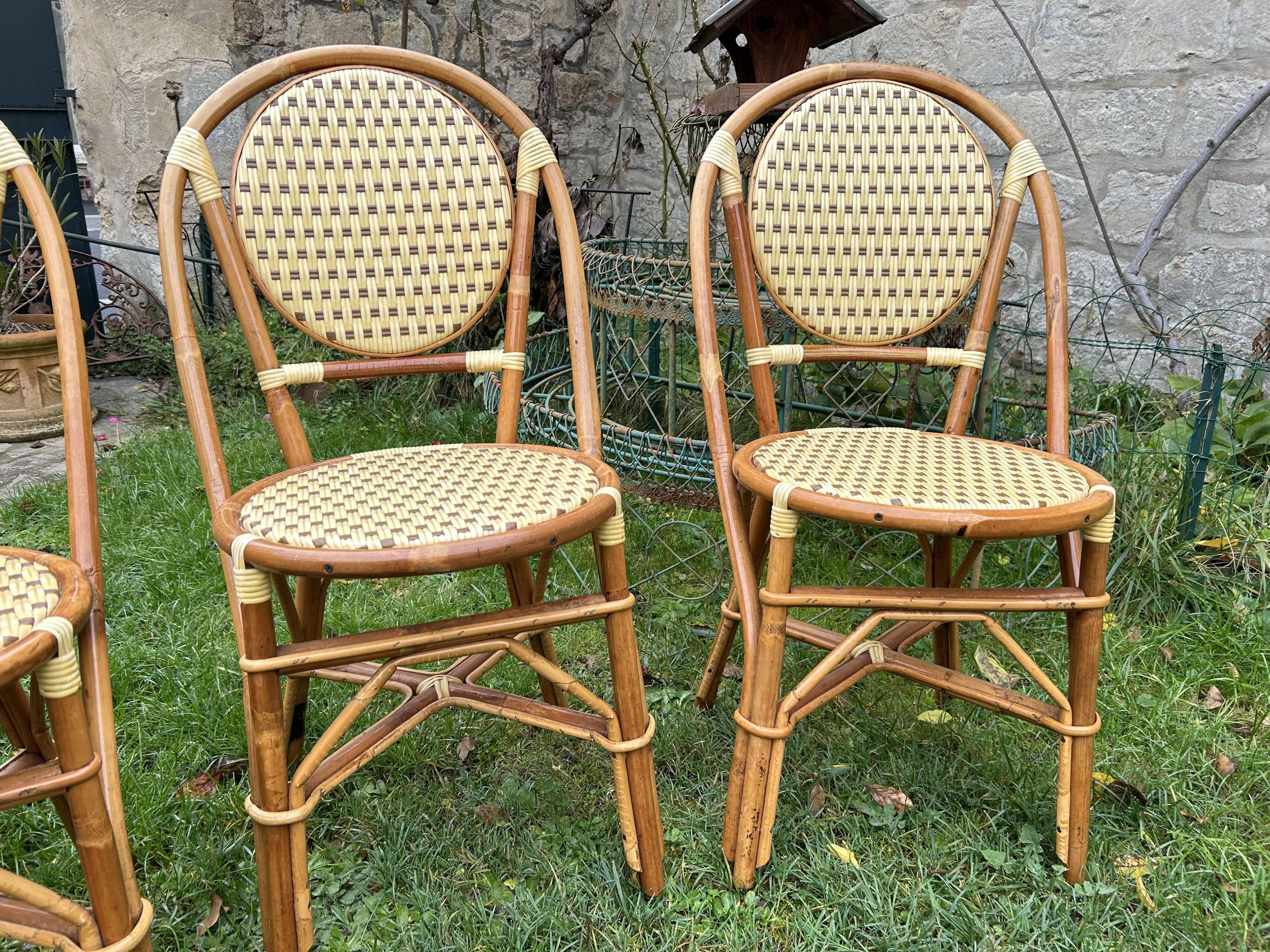 4 rattan and scoubidou Hardy chairs