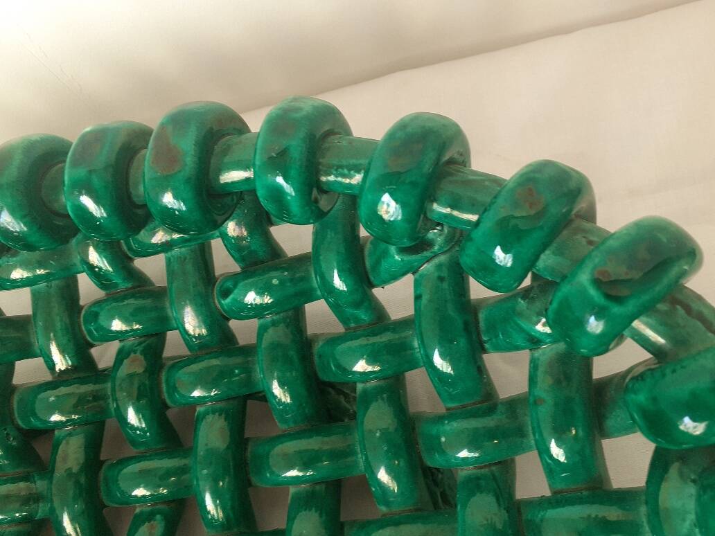 Braided ceramic fruit bowl signed Jérôme Massier Vallauris