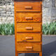 Wooden storage unit with 5 drawers, vintage wooden chest of drawers