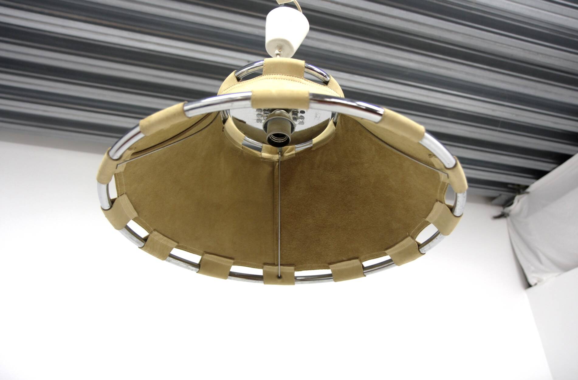 Scandinavian leather pendant light "Anna", Ateljé Lyktan, Sweden, 1970