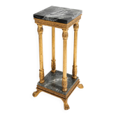 Empire-Style Pedestal Column — Stone Top & Carved Paw Feet, 20th Century