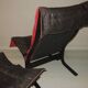 Ingmar Relling patinated leather lounge chair with ottoman, Norway 1960s