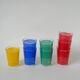 Set of 8 water glasses, red, green, yellow and blue, 1970