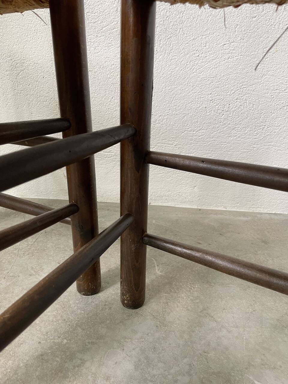 Set of 4 straw chairs from the 50s Dudouyt