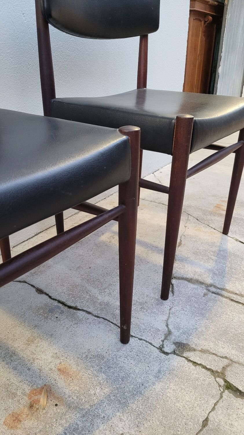 Pair of vintage teak Scandinavian chairs 1950