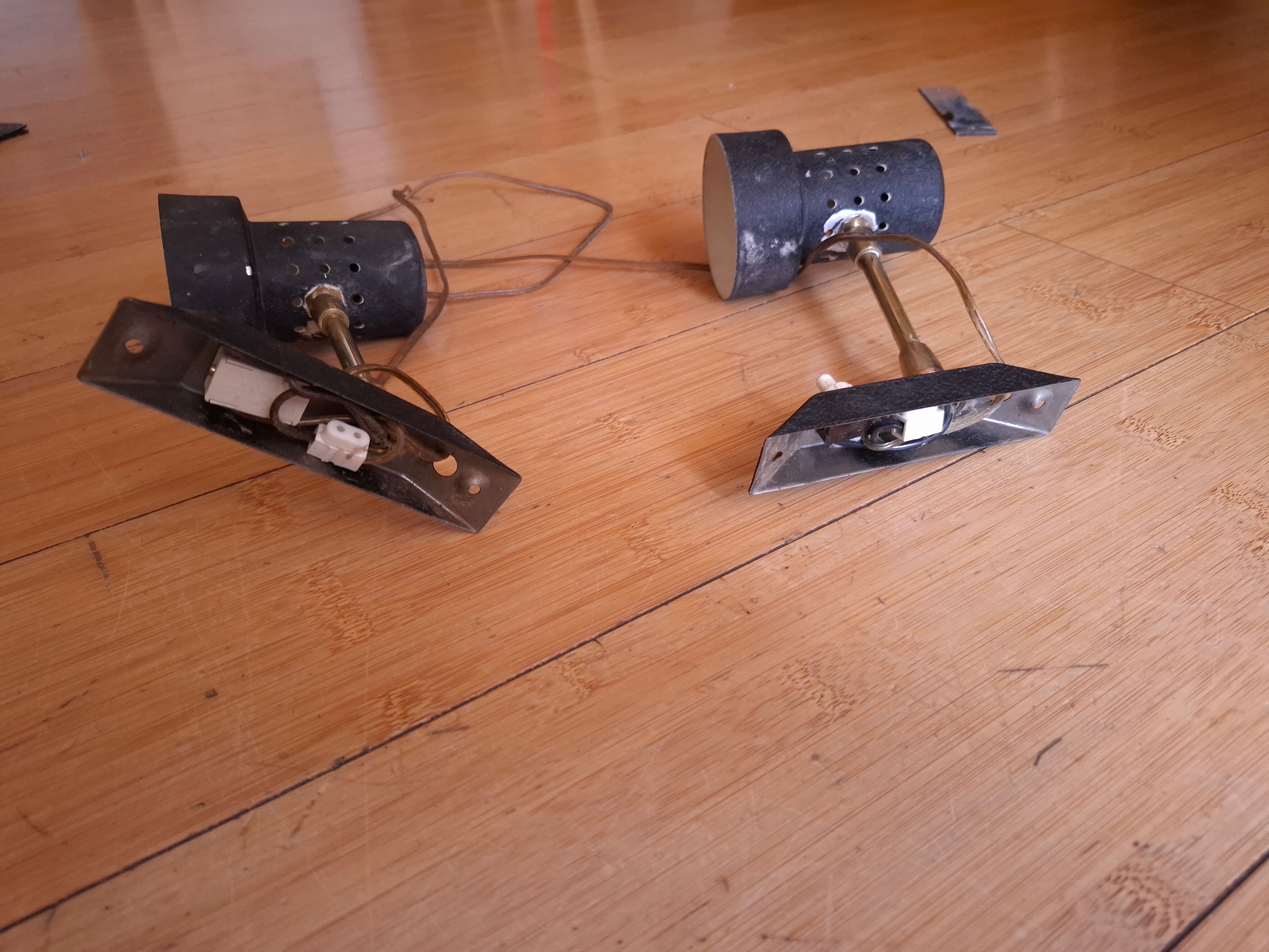 2 metal wall lights from the 60s.