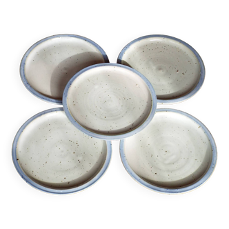 5 assiettes à dessert en grès