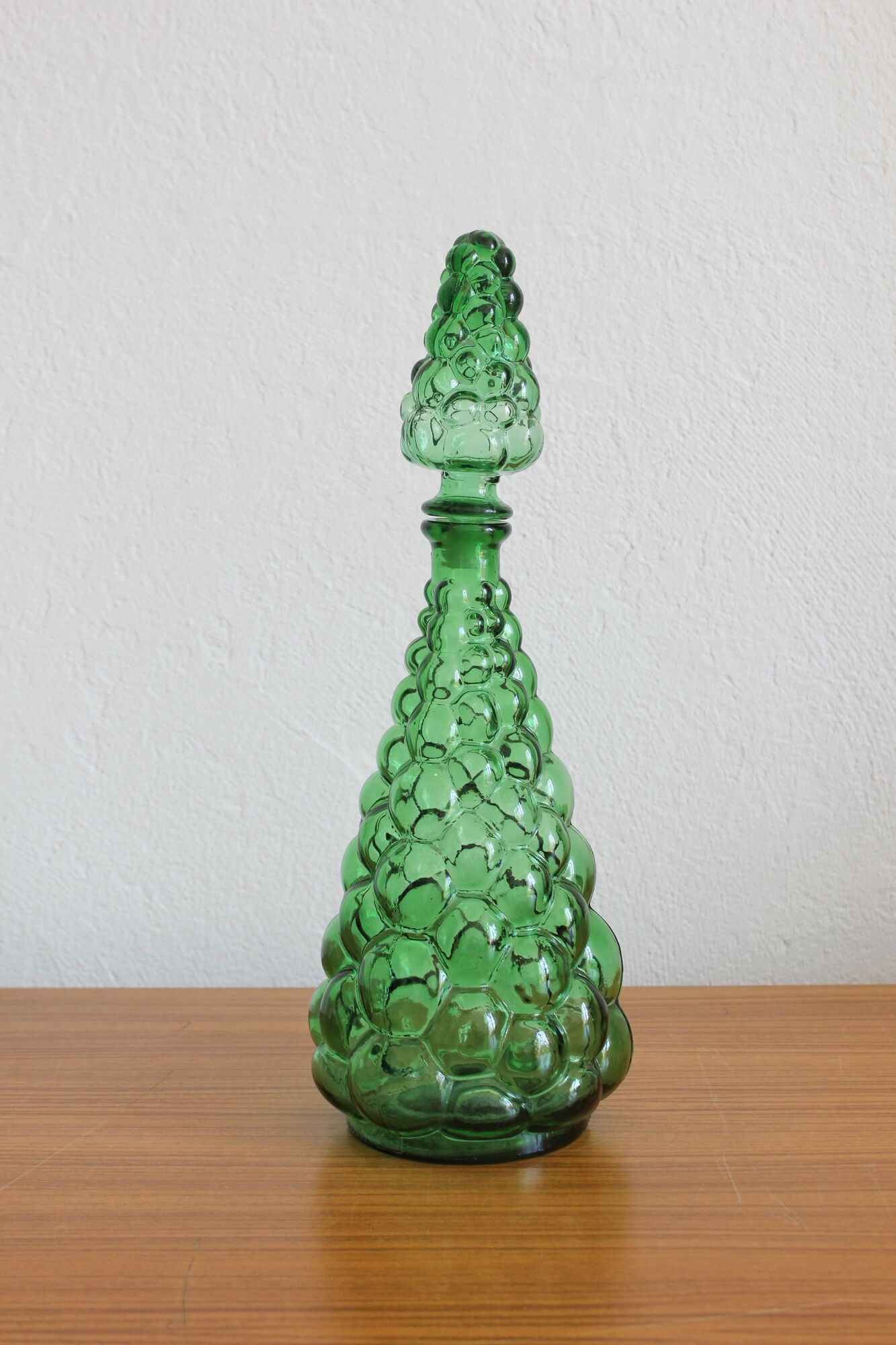 Carafe Italian bottle in vintage green empoli glass