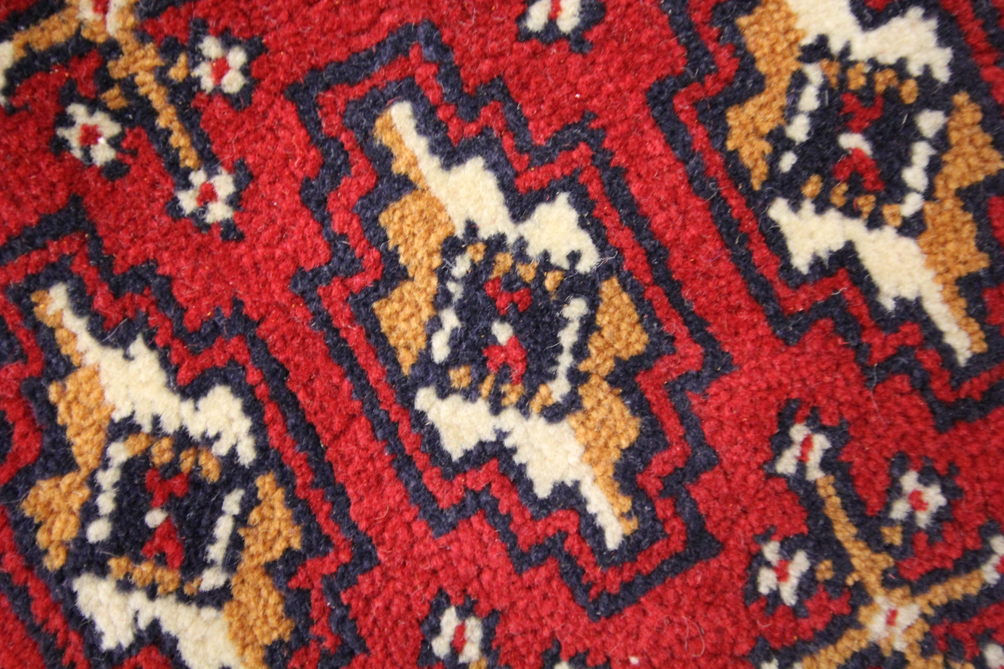 Traditional small vintage red wool persian rug handmade oriental area rug - 67x138cm