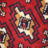 Traditional small vintage red wool persian rug handmade oriental area rug - 67x138cm