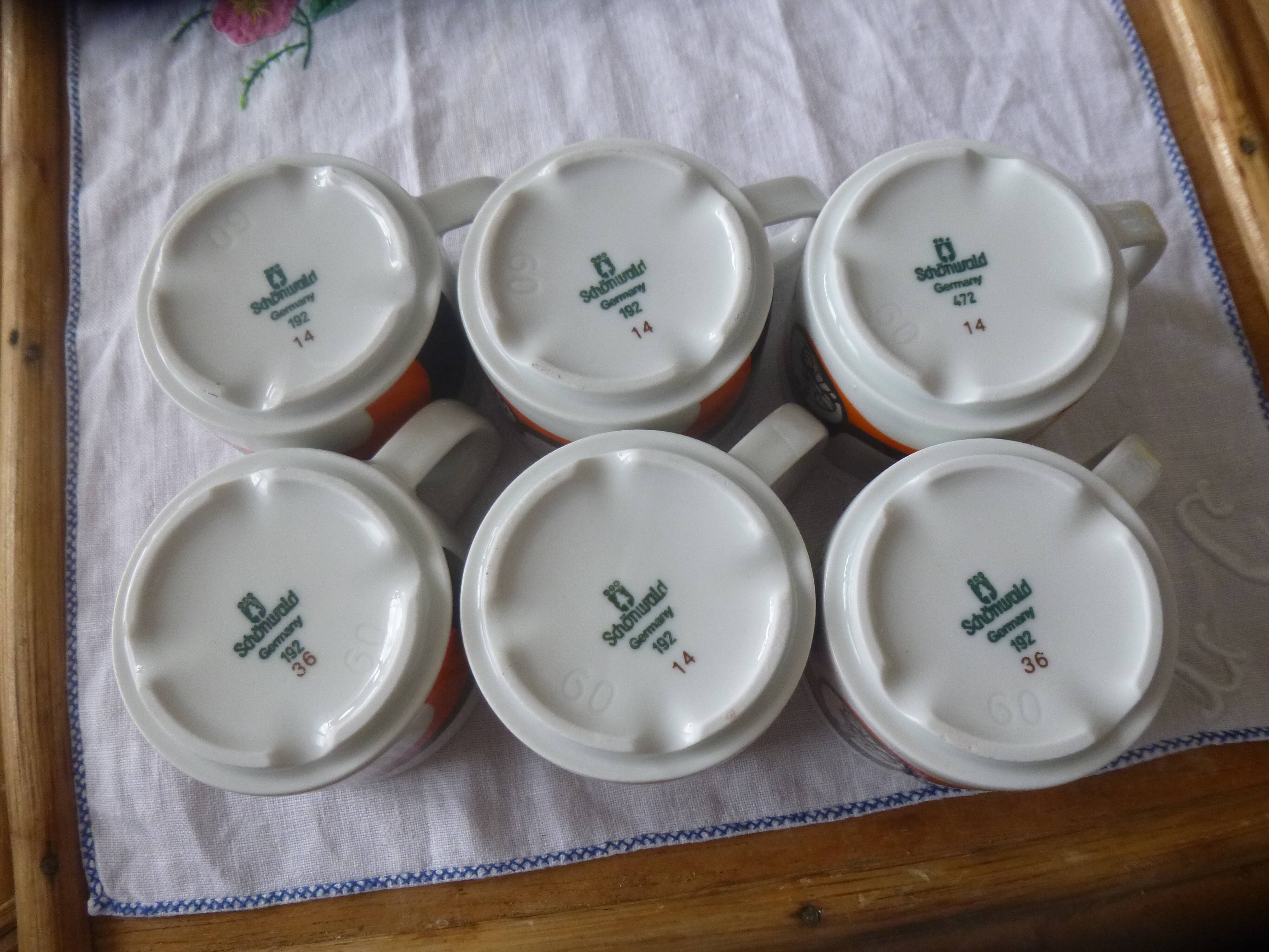 6 advertising coffee cups 70s Jacques Vabre