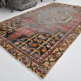 3x6 Shades Of Red & Black Handmade Wool Classic Vintage Rug, 100x179Cm