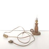 Turned wooden candlestick lamp