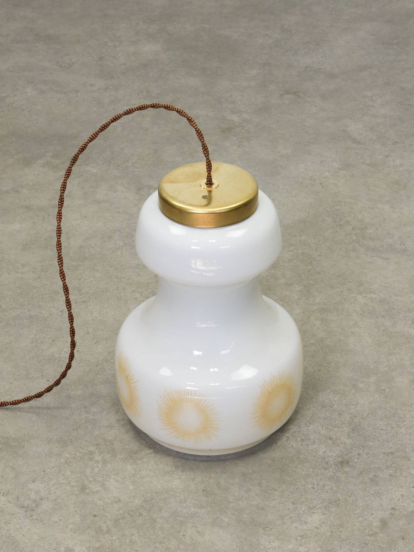 Mid-Century Italian Opaline and Brass Pendant Lamp