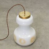Mid-Century Italian Opaline and Brass Pendant Lamp