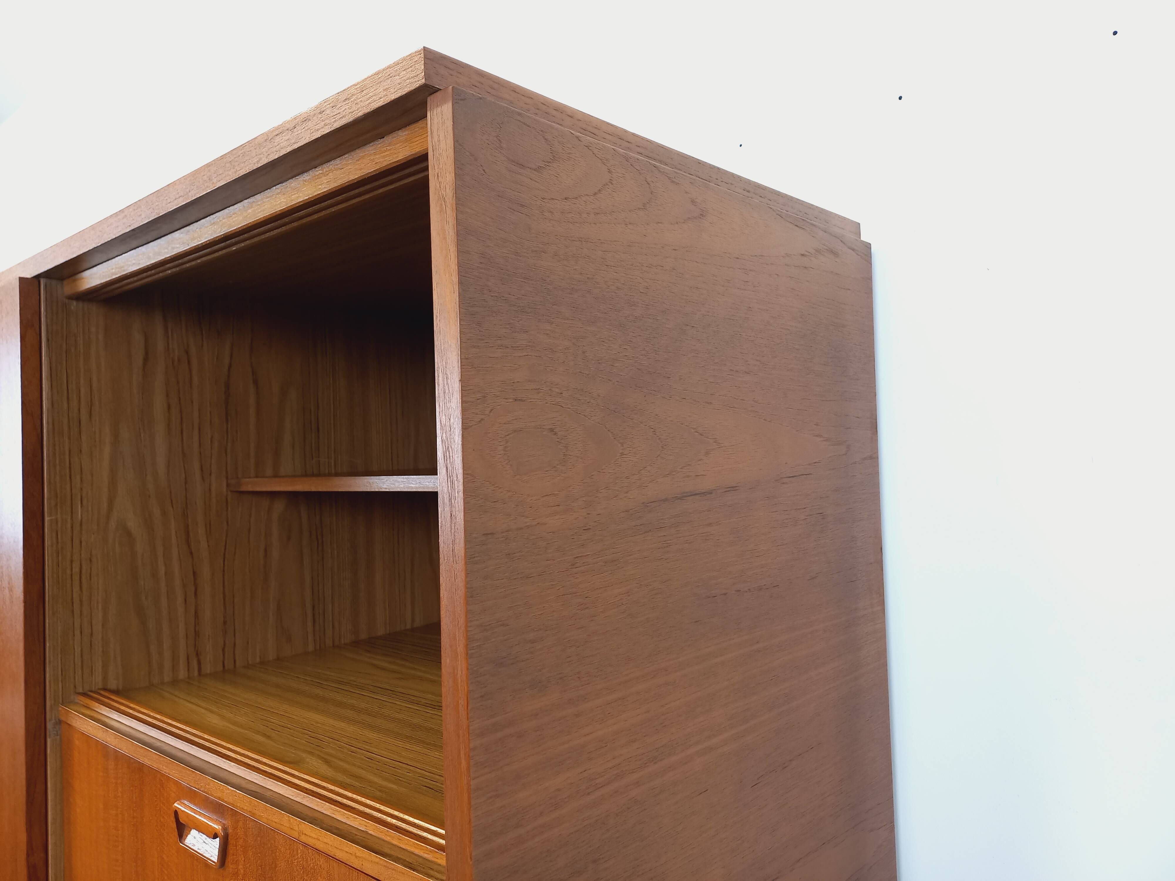 Vintage Scandinavian-style teak secretary cabinet