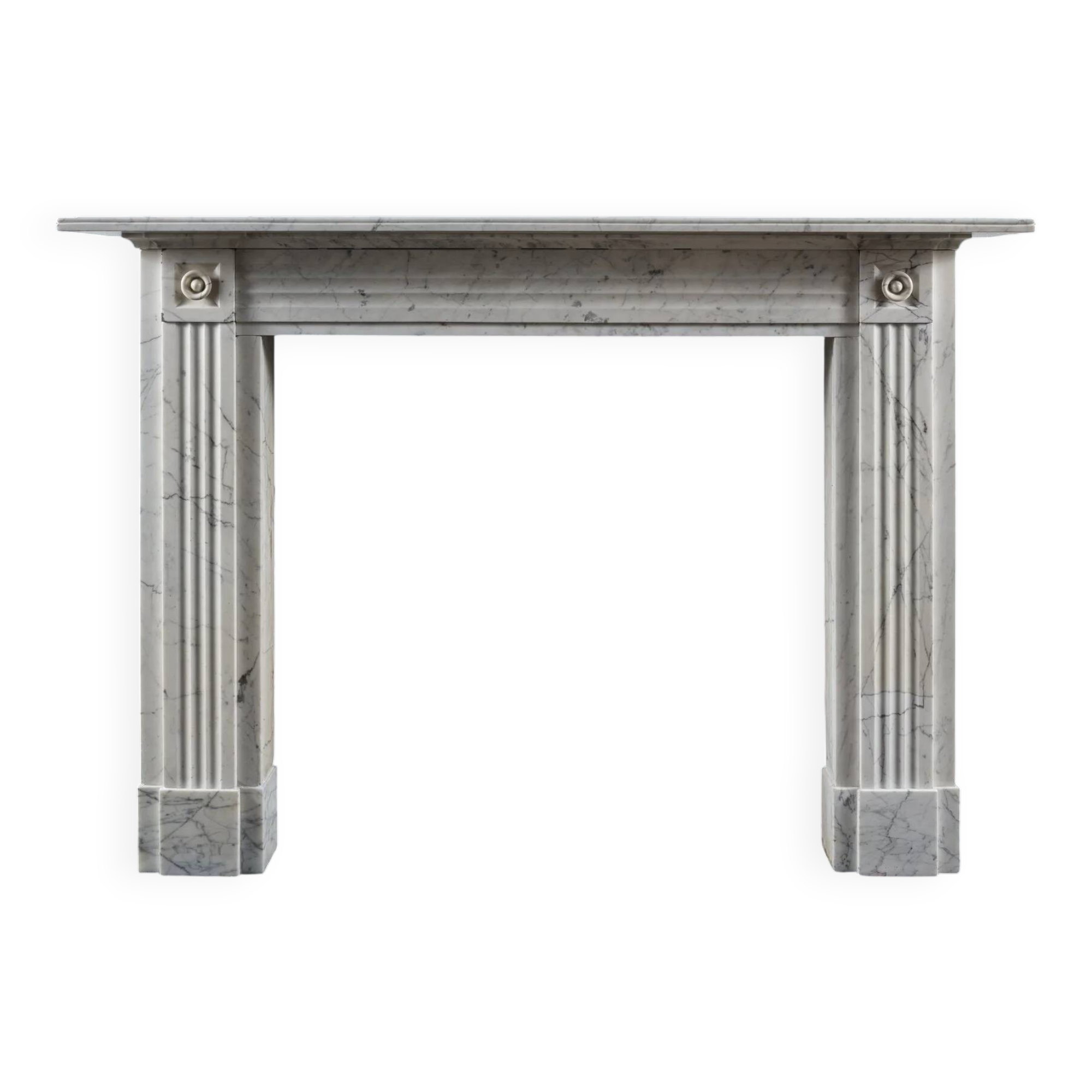 Georgian Carrara Marble Fluted Fireplace Surround
