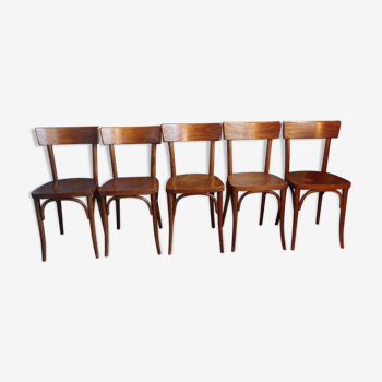 Suite 5 chaises de bistrot bois courbé