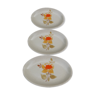 3 oval plates in st. Amand earthenware model Jamaica L 21 cm