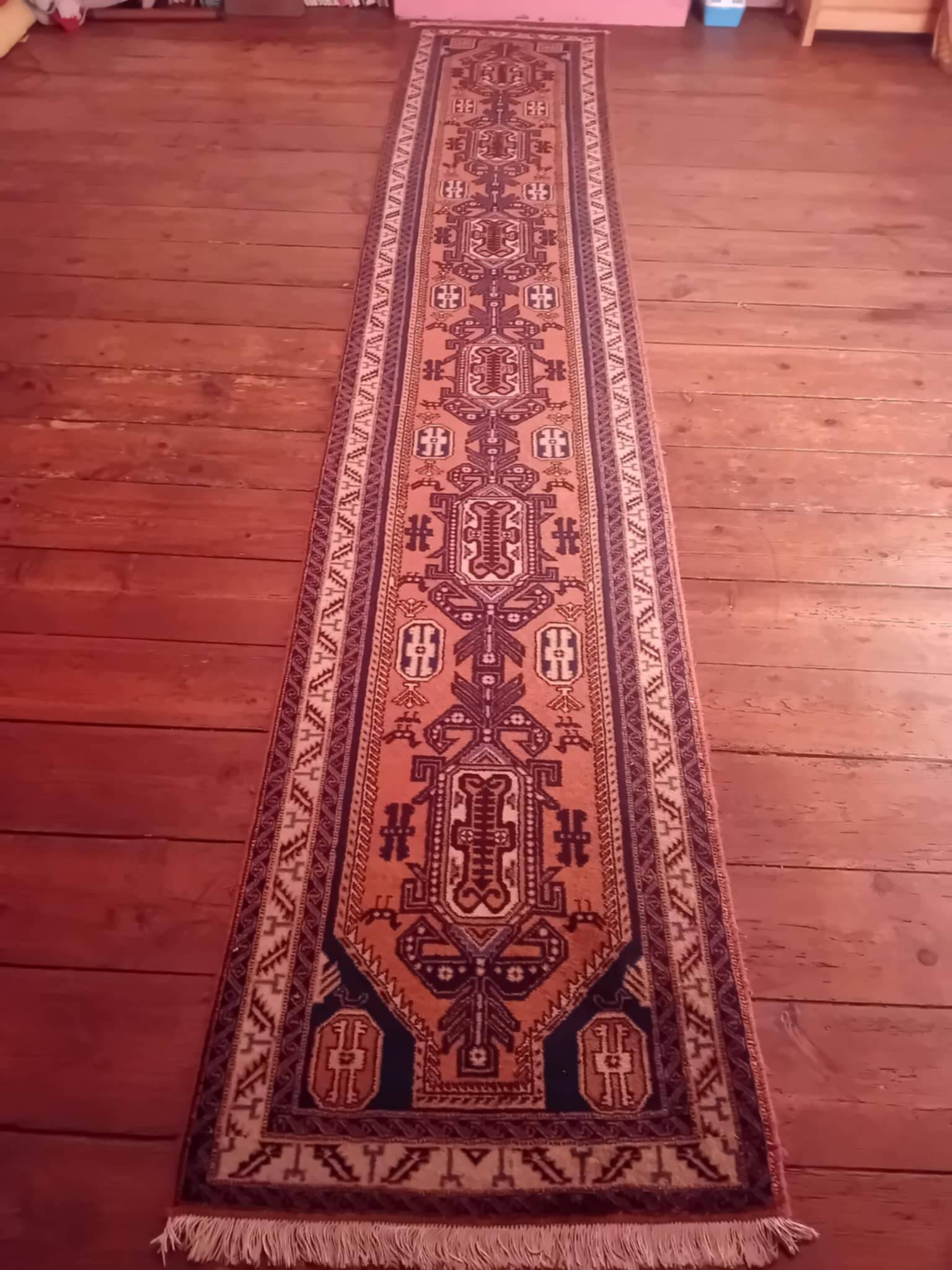 Tapis de couloir Persan fait main 385x68cm