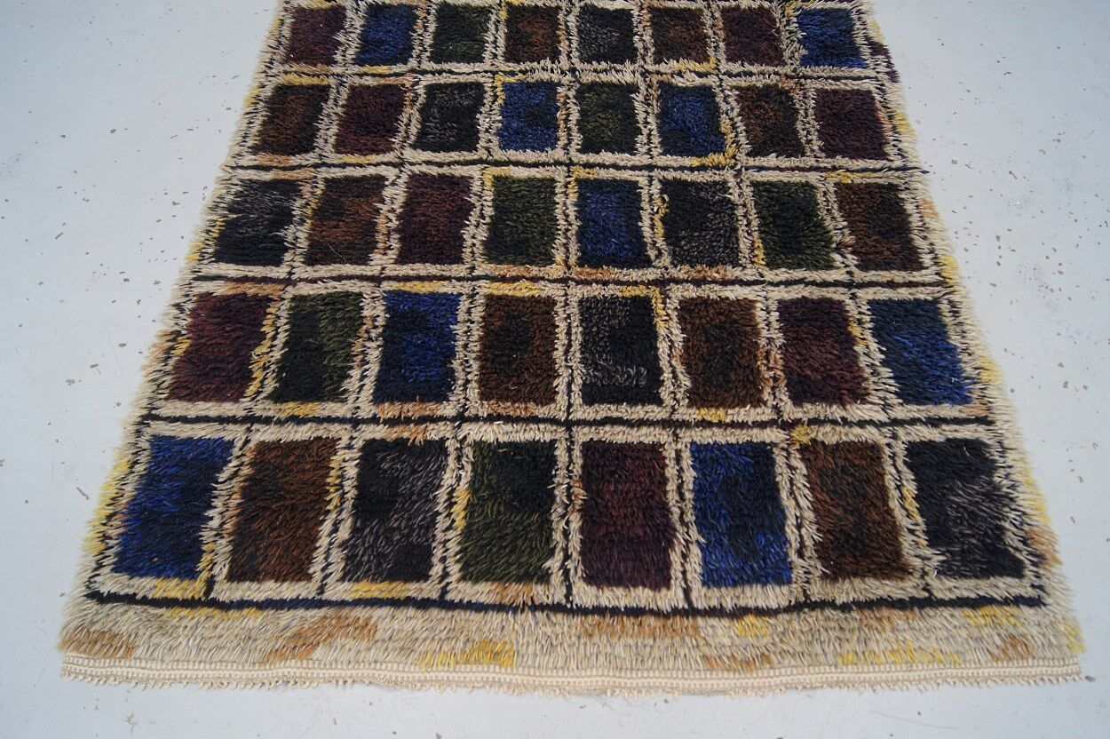 Large Scandinavian handmade Rya Rug, 1960s, 210x140 cm