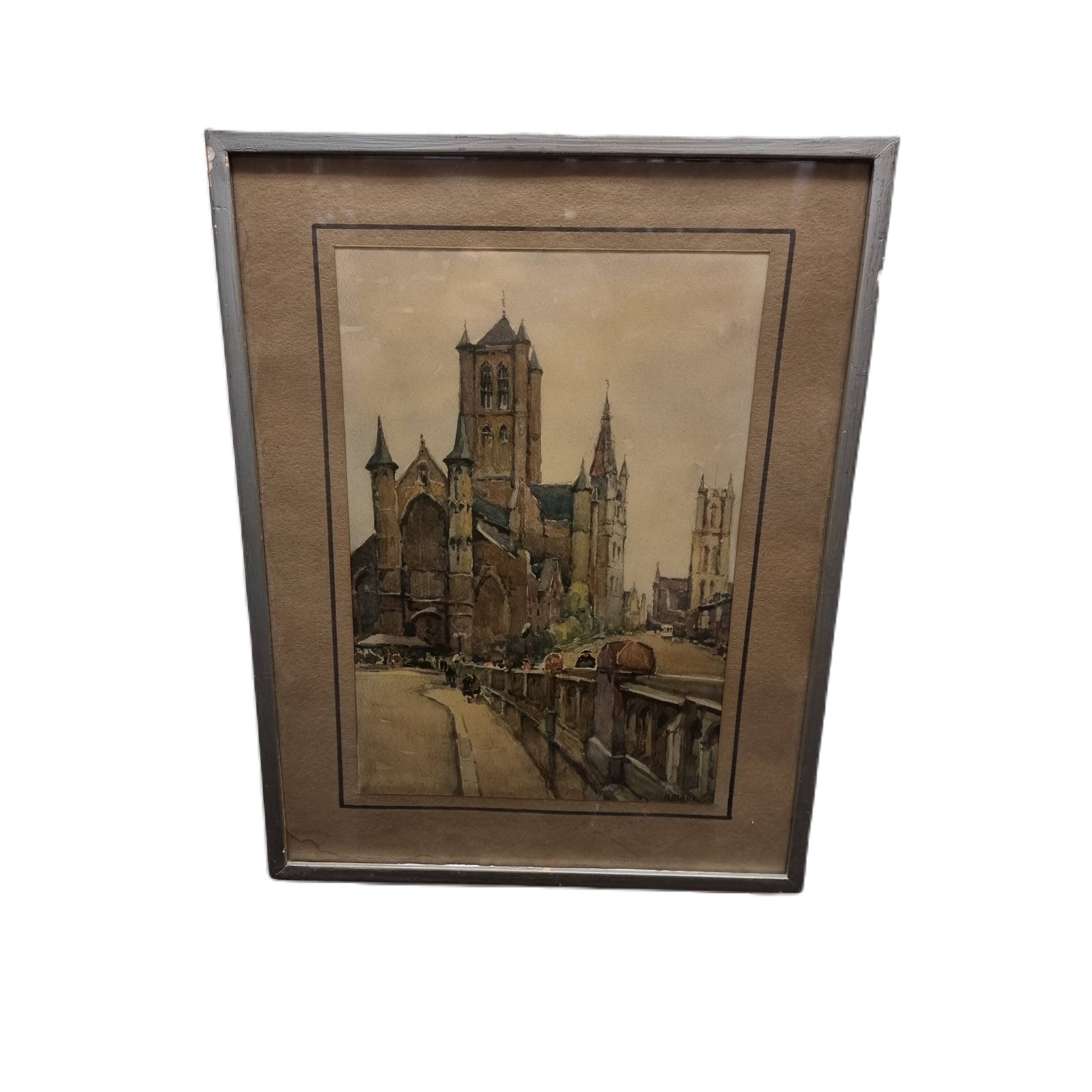 Watercolor By Ghent Nicolas Markovitch, Circa 1930