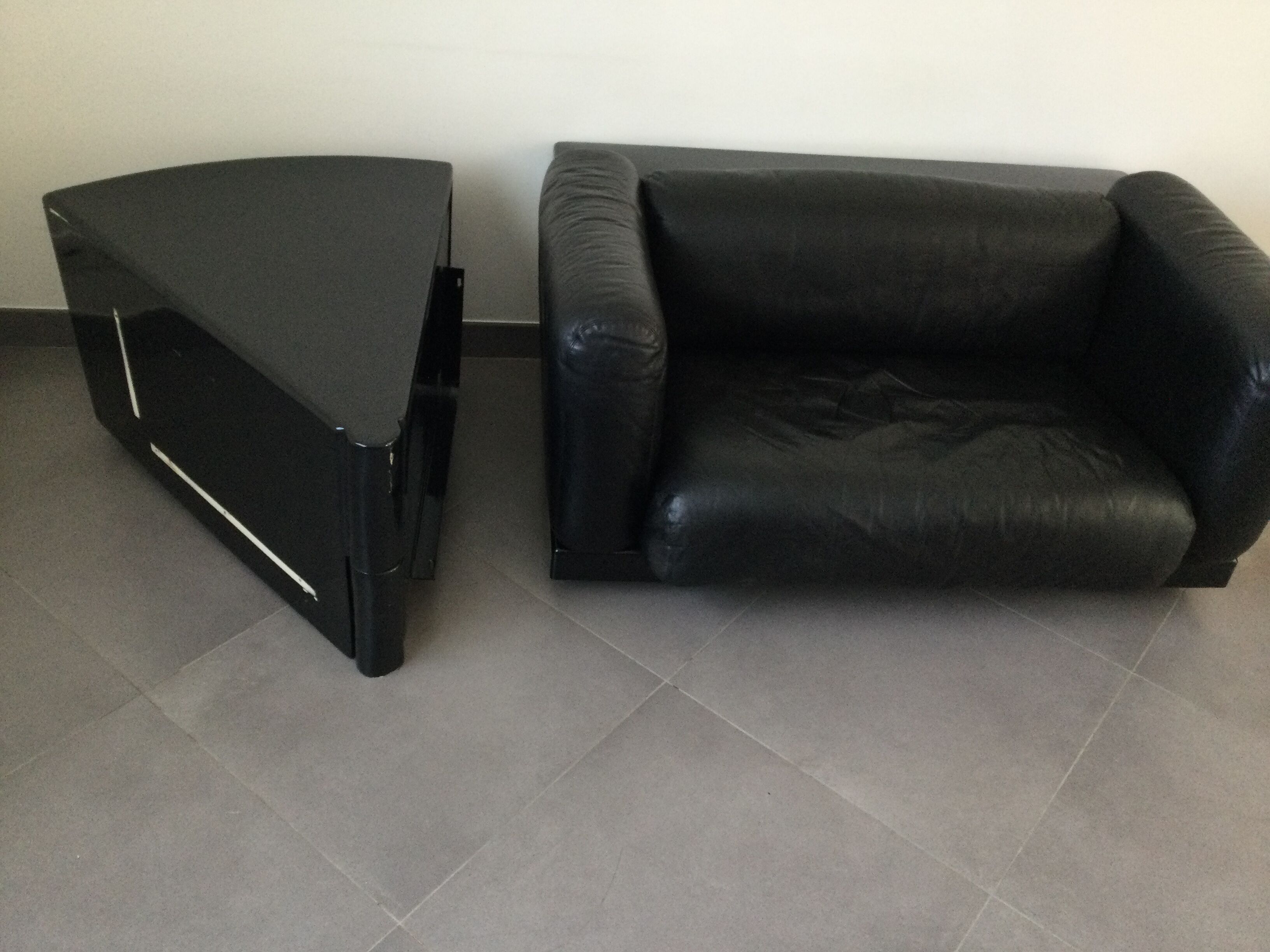 Canapé gradual lounge cuir noir Cini Boeri - knoll/gavina