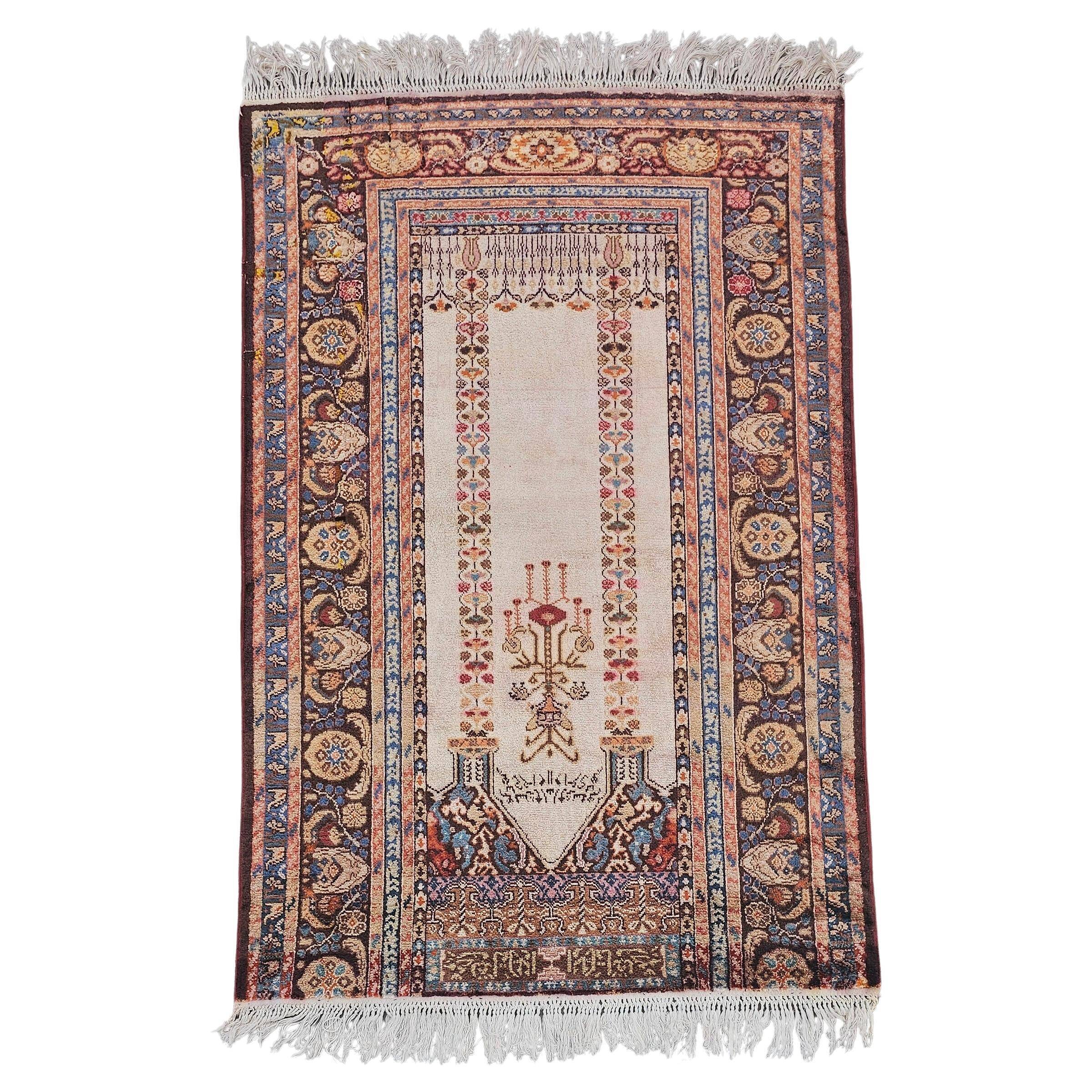 Antique silk prayer rug, Anatolia, 1930s