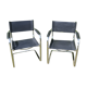 Set of 2 Cantilever style chairs in steel and skai
