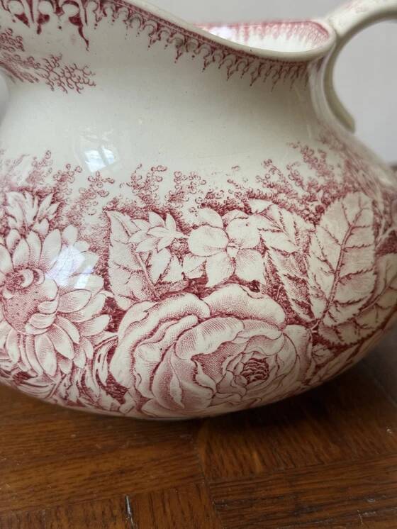 Antique pink ironstone toilet pitcher