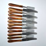 SOLINGEN Lot of 12 cheese cutlery Antique knives with horn handles and steel blades