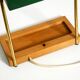 1960s Temde table lamp with a brass frame, teak base, and green lampshade