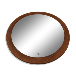 Miroir rond en teck,