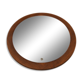 Miroir rond en teck, années 1970 – vintage, diamètre 70 cm