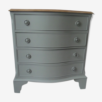 Vintage chest of drawers green of gray, 4 drawers, wooden top