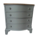 Vintage chest of drawers green of gray, 4 drawers, wooden top