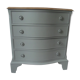 Commode vintage vert de gris, 4 tiroirs, plateau bois