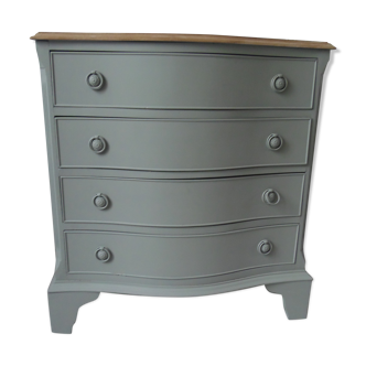 Vintage chest of drawers green of gray, 4 drawers, wooden top