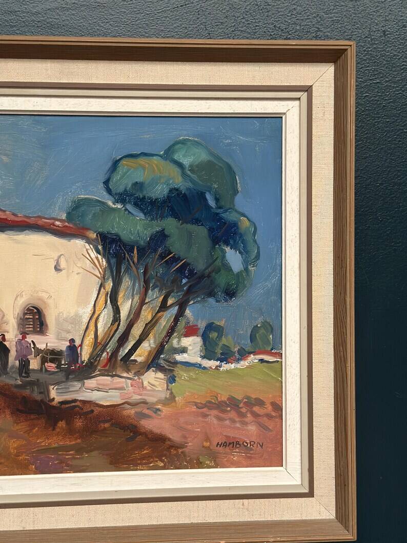 Original Swedish Oil on Canvas – “Mediterranean Scene” by Axel Hamborn – Signed – Vintage & Framed
