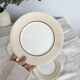 5 vintage earthenware dessert plates stamped Salins - Marli beige and white gingham