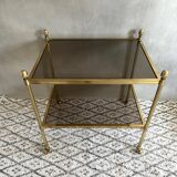 Vintage serving trolley brass, side table gold, bar trolley, coffee table