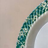 St Amand hollow dish textured white flowers on a green background, 1950s