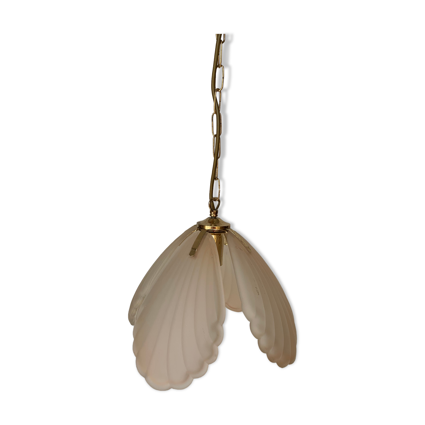 Frosted glass pendant lamp and shell brass