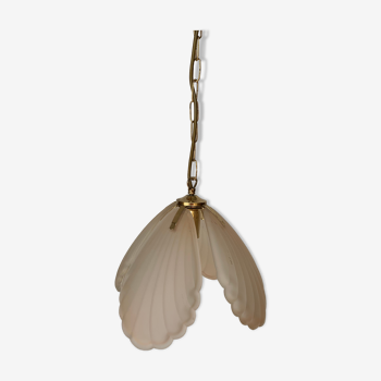 Frosted glass pendant lamp and shell brass