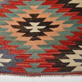 5x9 Faded Color Turkish Vintage Kilim Rug, 141x275Cm Geometric Style Kilim