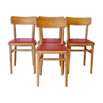 Ensemble de 4 chaises de chapelle, années 1950
